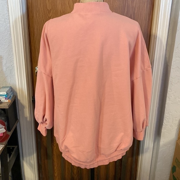 Nap Loungewear Peach Coral Oversized Sweatshirt Hi-Low Drawstring Hem Size Large - Picture 4 of 9